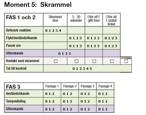 Om hunden inte kommit fram och tagit kontakt inom 15 sekunder efter att föraren, sittande på huk och lockande på hunden vid halvfigur eller skrammel, markerar beskrivaren krysset i efterhand.