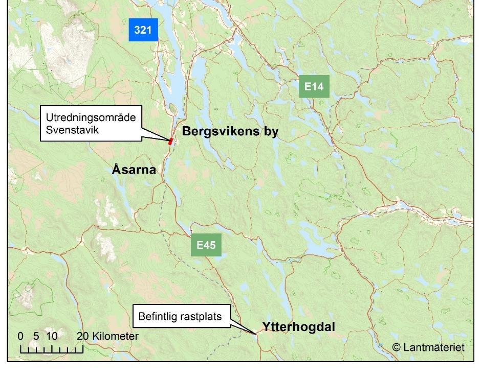 förhållande till utredningsområdet (röd