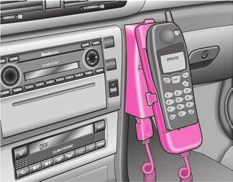 Kommunicera och navigera 115 Sätt i telefonen i adaptern A (enligt tillverkarens anvisningar) och slå till tändningen. Ta ut telefon med adapter Tryck in knappen AC och ta ut telefonen.