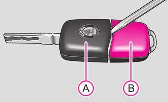 32 Låsa upp och låsa Byta nyckelbatteri Ta ut det tomma batteriet från husets lock. Sätt i det nya batteriet. Observera att + tecknet på batteriet ska vara vänt neråt.