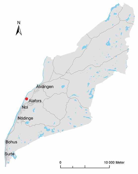 Figur 2. Ale kommun med utredningsområdet markerat.