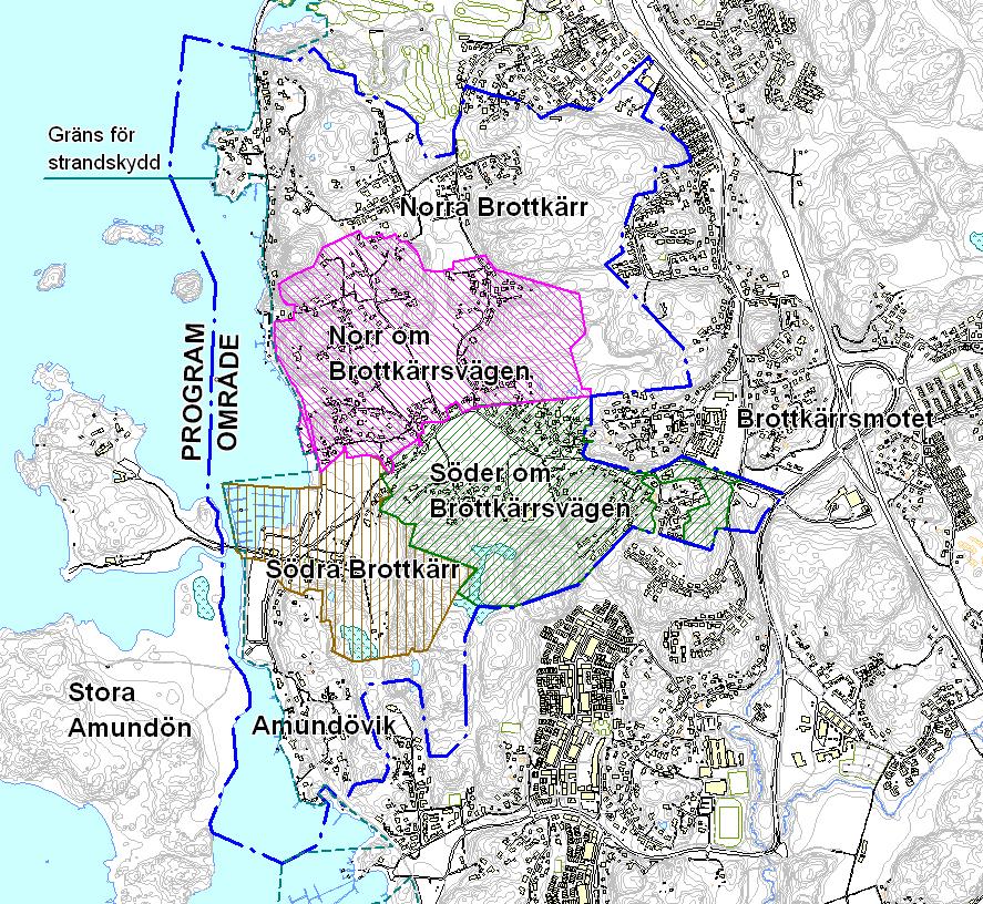 Av et ut br 20 Karta som visar programområdet med hittills påbörjade detaljplaner markerade.