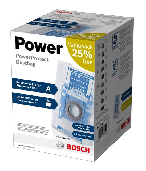 BBZ123GALL BBZ123GALL PowerProtect dammpåse: upp till 60% bättre sugeﬀekt, även när påsen fylls upp.