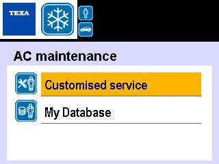 5 A/C underhåll Den här menyn kan få tillgång till servicefunktioner av fordonets A/C system.