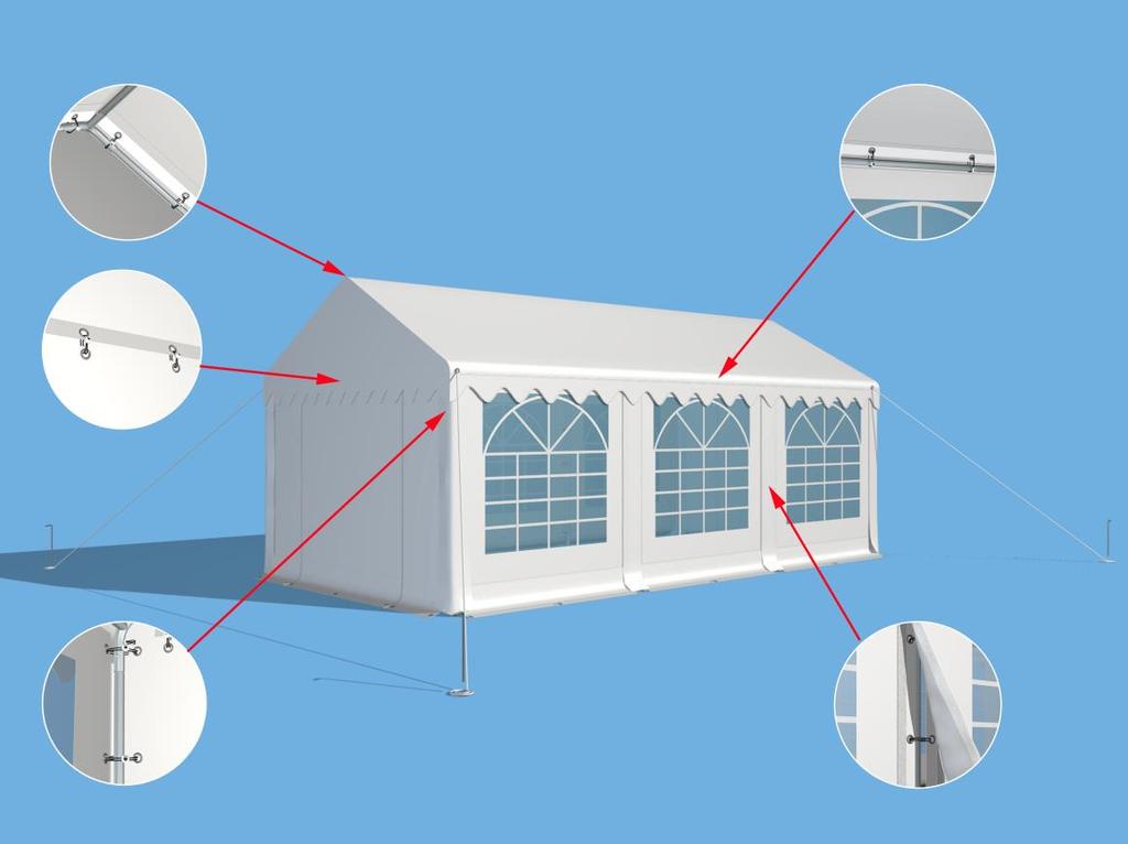 8. Fäst takets fasta PVC-remsor med