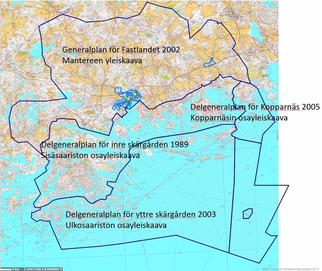 FCG Suunnittelu ja tekniikka Oy Prgram för deltagande ch bedömning 7 ( 14 ) 5.2.3 Övriga planer Bild 4 Ingå kmmuns fastställda generalplanerna ch detaljplanerna.