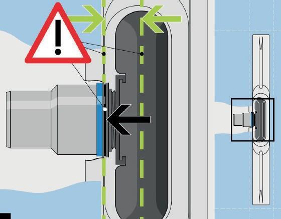 Kakel limmet är större än 13mm måste installationsblocket flyttas ut från