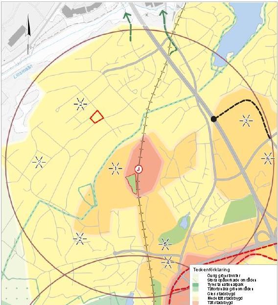 Översiktsplan 2030 med utblick mot 2050 Enligt kommunens översiktsplan, antagen av kommunfullmäktige 2016-11-07, är planområdet utpekat som gles stadsbygd vad gäller framtida markanvändning.