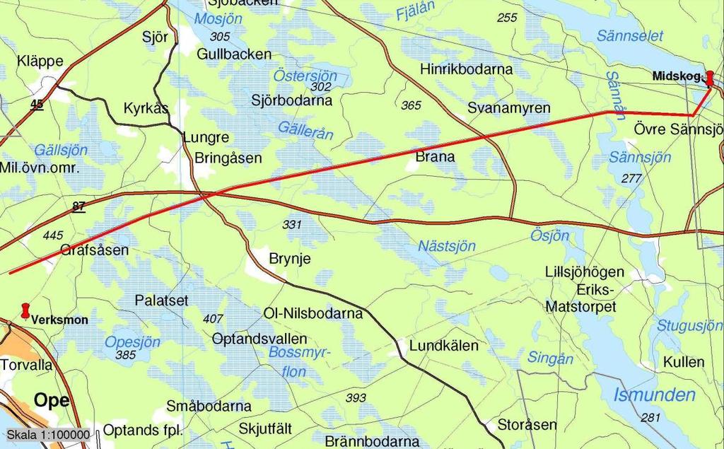 Bakgrund Jämtkraft Elnät planerar en ny 130 kv kraftledning på sträckan från Midskog till Verksmon, Östersund. Detta för att framtidssäkra strömförsörjningen till Östersund.