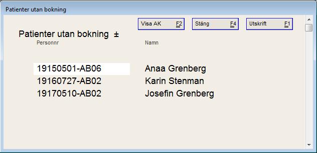 Resultatet av kontrollen visas nu i fälten. Vissa fält har texten idag, igår eller i morgon, detta är i förhållande till datumet i datumfältet.