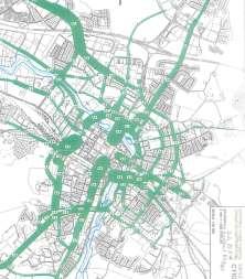 Figur 4-3 Eskilstunas cykelvägnät och karta över cykelflöden i Eskilstuna Genom olycks- och