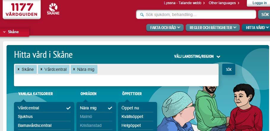 10.4. Hur fungerar sökningen på Nära mig? I Hitta och jämför vård kan du välja vårdmottagningar utifrån de som ligger i din närhet.