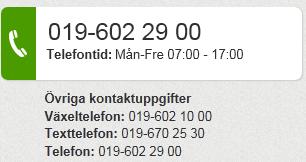 I den stora rubriken som har telefonsymbol samt en grön bakgrund visar vi det första telefonnumret som vi får från HSA (det som är skrivet i attributet telephonenumber).