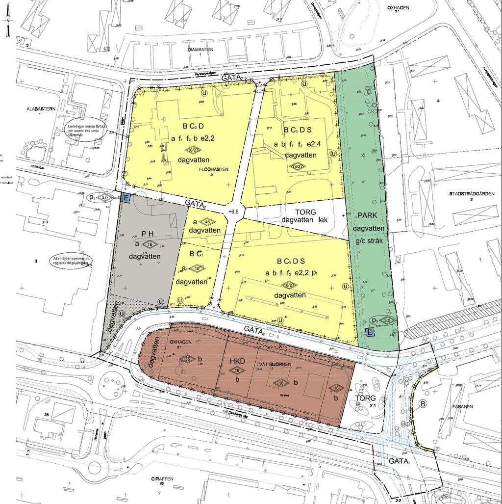 Rapport 12126-17050400 Figur 1 Utdrag ur plankartan. Denna utredning innehåller beräkningar på ett underlag med förslag på bebyggelse från Atrio Arkitekter, se figur 2.