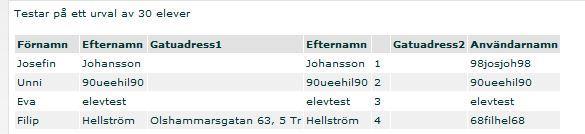 Man kan välja ett urval av elever med ett elevfilter eller en klass ch låta detta urval ligga till grund för innehållet i en rapprt.