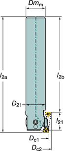 ROT - SW inbearbetning CoroBore 825 UPPBORRNIN Cylindriskt skaft Dimensioner, mm (tum) l 2 = Programmeringslängd D U 21 Dm m 2a l 2b l 4) l21 3s l 0.23 (0.5) 18 (.709) 125.5 (4.941) 103.5 (4.075) 19.