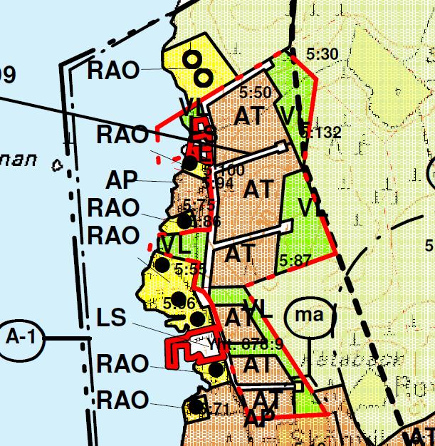 1-13 Bild 7. Utdrag ur delgeneralplan. För närområdet har det dessutom utarbetats en noggrannare delgeneralplan; Öjna delgeneralplan (1999).