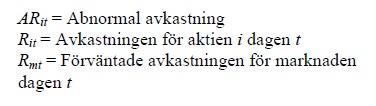 Stockholmsbörsen. För beräkning av den verkliga avkastningen används följande formel: Formel 1 Verklig avkastning 2.6.