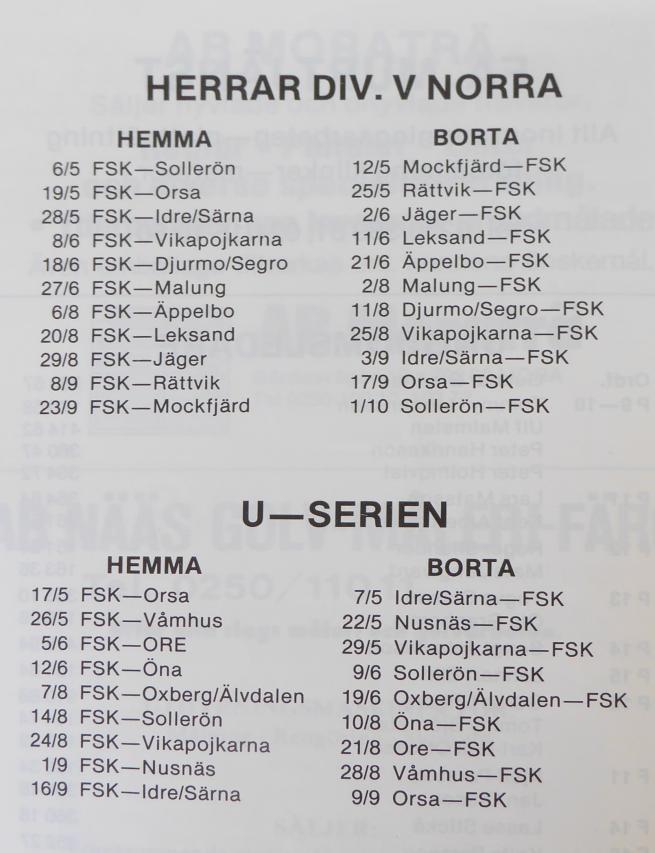 Antalet lag i seriespel 1989. Herrar allsvenskan 1 lag, Herrar div 2 3 lag, Herrar div 3 3 lag, Damer allsvenskan 1 lag, Damer div 2 3 lag, Herrar allsv.reservlags.