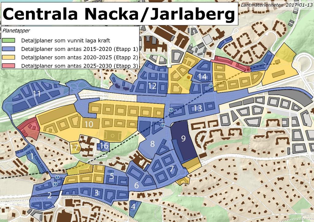 Nacka kommun / 2017-01-18 4.1 Centrala Nacka I centrala Nacka är ett stort antal projekt startade och går framåt, under 2017 planeras ett flertal plansamråd.