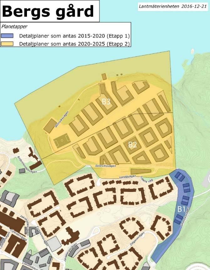 4.3 Bergs gård Tidplanen följer i allt väsentligt startpromemorian för stadsbyggnadsprojektet som tar sin utgångspunkt i det uppsagda tomträttsavtalet med Circle K Sverige AB.