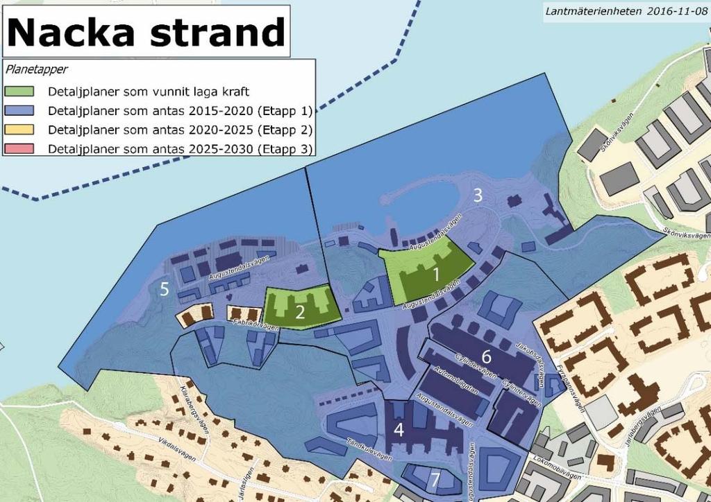 4.5 Nacka strand I Nacka strand är 5 av 7 projekt startade och de sista två projekten startas upp under 2017.