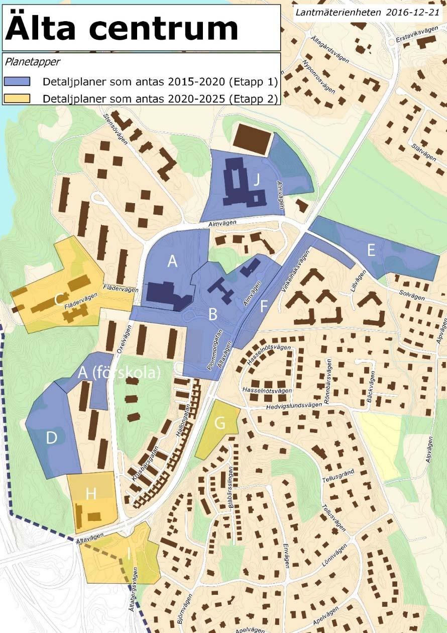 4.7 Älta centrum I Älta Centrum har ett första plansamråd hållits och avser en kommunal förskola om 8-10 avdelningar på Oxelvägen.