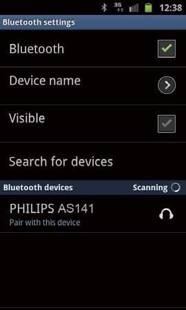 1 Tryck på och välj Bluetooth som källa.» Den blå Bluetooth-indikatorn blinkar långsamt. 2 Aktivera Bluetooth-funktionen på enheten. Olika enheter kan ha olika sätt att aktivera Bluetooth.