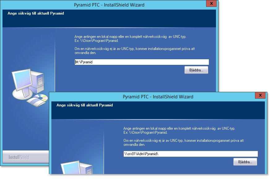 Om Pyramid Pyramid Traffic Controller (PTC) Installation Grund I det fall sökvägen inte är en UNC-typ, kommer installationsprogrammet att försöka
