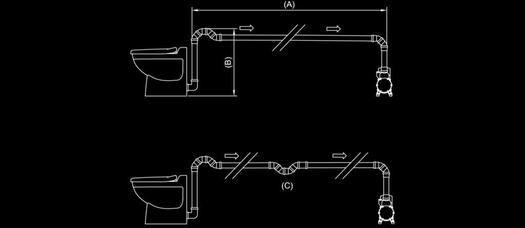 VOD, Vacuum Side, Single Toilet, Upward Piping Information Data Sheet No.