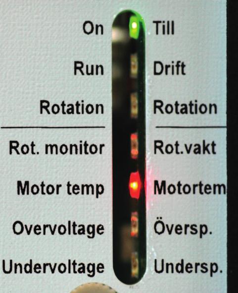 Termokontakten i motorn återgår till normalläge då temperaturen sjunker, men larmet kvarstår och måste återställas