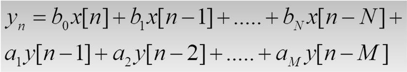 IIR-FILTER Ett IIR-filter har ett matematiskt uttryck: Filtrets