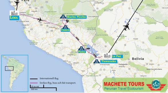 Program Dag 1: Lima. Dag 2: Lima. Dag 3: Lima till Cuzco. Dag 4: Cuzco. Dag 5: Heliga dalen. Dag 6: Heliga dalen till Aguas Calientes. Dag 7: Machu Picchu till Cuzco.