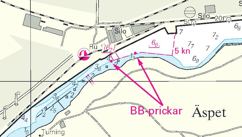Nr 258 12 * 5633 Sjökort/Chart: 822 Sverige. Södra Östersjön. Åhus. Inre delen av hamnen. Prickar tillkommer. Sjökortsrättelse.