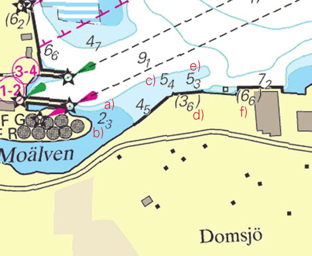 5 Nr 258 Inför (3,6) d) 63-15,84N 18-43,23E Ändra 5,1 till 5,3 samt sexmeterskurvan enl sjökortsbild. e) 63-15,88N 18-43,26E Inför (6,6) f) 63-15,84N 18-43,47E Bsp Bottenhavet N 2009/s18, s49 Sweden.