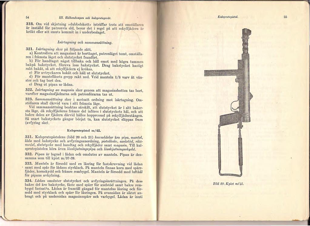 54 III. Eldhandvapen och kulspmtegevär. Kulsprutepistol. 55 318.