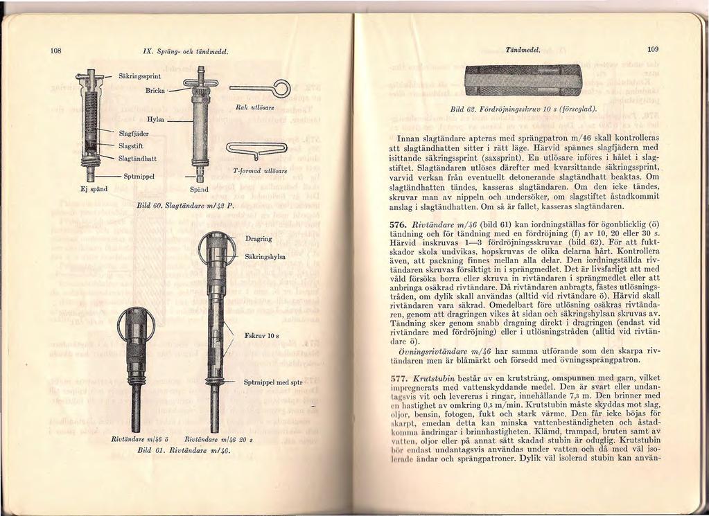 108 IX. Spräng- och tändmedel. Tändmedel. 109 Säkringssprin t Bricka ~ RaTe utlösare Bild 62. Fördröjningsskruv 10 s (förseglad).