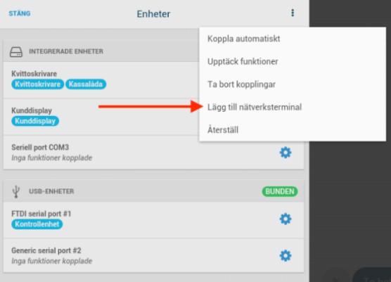 ICT250 utan Magicbox Dra nätverkskabel från kortterminalen till routern. Det är viktigt att det är samma router som kassan använder. Sätt också i strömkabel.