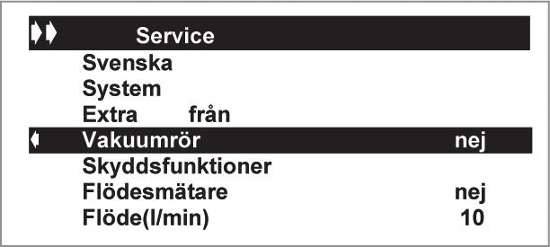 5.4 / Vakuumrör Välj raden Vakuumrör och tryck på menyvalet. för att aktivera Tryck på för att välj ja om solfångare av typ vakuumrör skall användas.