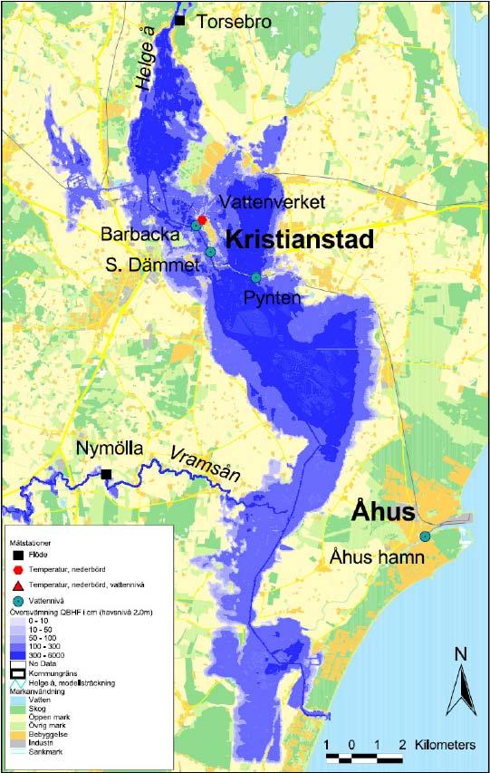 Högre havsnivå medför också ökad dämning av hela systemet 30 km uppströms. Vi har räknat på det.