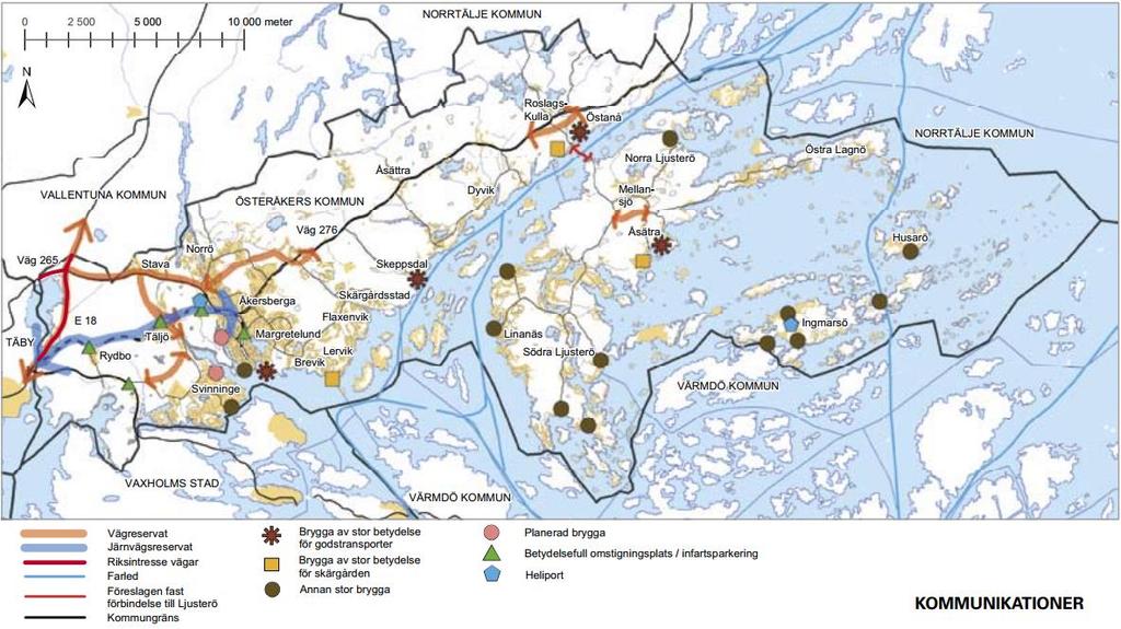 2016-02-26, s 40 (65) 5.2.3 Hamnar och sjöfart Hamnar kan vara både färjelägen, industrihamnar och marinor för fritidsbåtar, och innehåller bland annat bryggor och kajer.