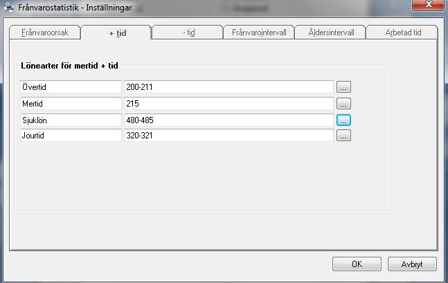 B.2 Antal avlönade timmar för hel- respektive deltidsanställda För att få fram rätt uppgifter behöver inställningarna göras om på frånvarorapporten under knappen Inställningar.