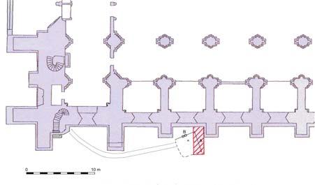 Figur 3. Plan över radonbrunnen på södra sidan av kyrkan.