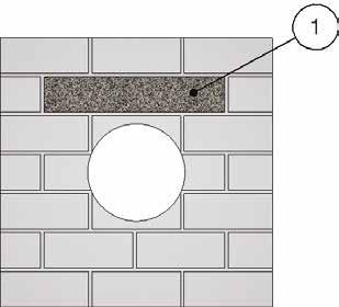 För väggar av perforerade element rekommenderar vi att öppningen utförs av hela element (till exempel för cellbetongelement) för att murbruket ska få korrekt vidhäftning. 1. Armeringsbalk 1.
