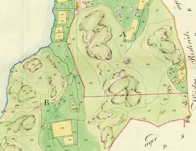 8 Bohusläns museum Rapport 2014:16 Figur 5. Utsnitt ur Laga skifteskarta från 1829. Torpet med de små åkrarna längst i öster är Skogen.