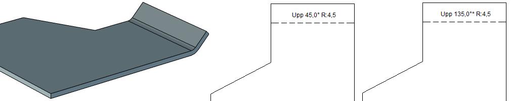 Bend line angle in drawing measured down from 180 degrees Vissa bockningsmaskiner räknar ner från 180 istället för upp från 0.
