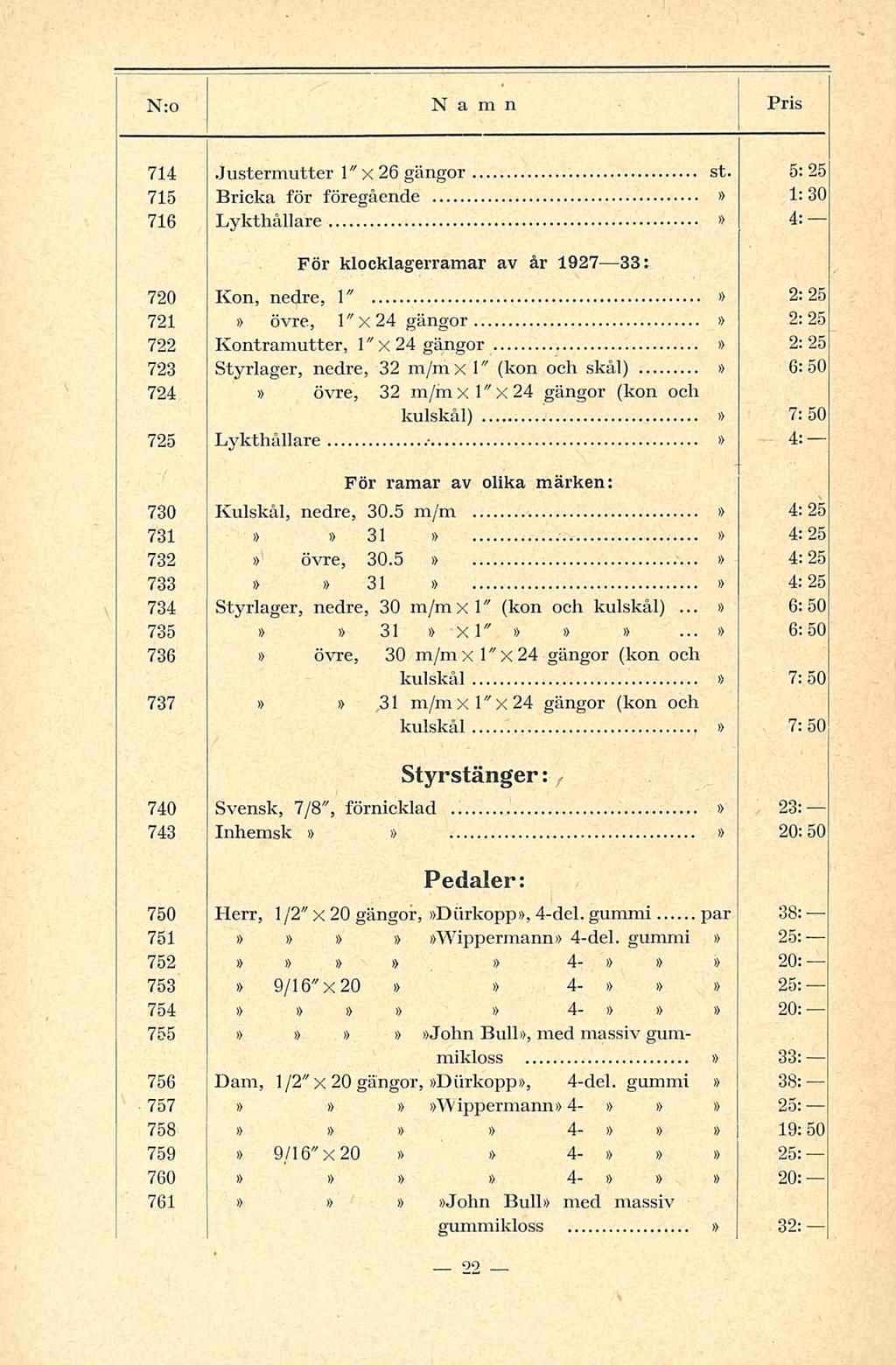 I 714 Justermutter 1"x 26 gängor st.