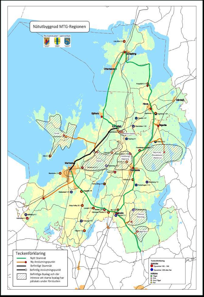 Presentation 2010-10-08 Etapp 1: Tidpunkt våren 2011 1. Hasslerör-Färed Anslutningspunkt 2. Mariestad-Moholm Stamnät 3. Lyrestad-Böckersboda Anslutningspunkt 4.