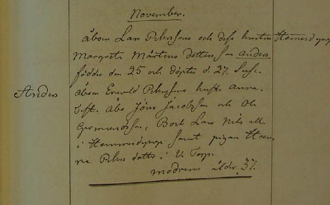 Källhänvisning: Hemmesdynge CI:6 Bild 16, Sid 23, NAD: SE/LLA/13151 Information: Kyrkoboken för födda och döpta i Hemmesdynge församling i Malmöhus län, CI:6, år 1836, sidan 23: November Åbon Lars