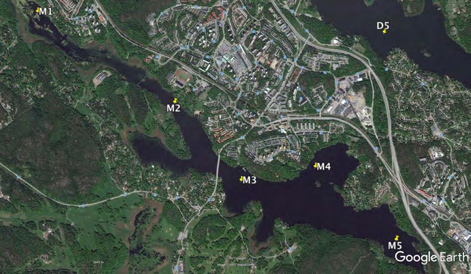 17 4.2 Sedimentprovtagning Sedimentprovtagning genomfördes på station M1 i Fagersjöviken från provtagningsbåten Rana den 13 oktober 217 och på resterande 4 stationer i Magelungen (M2-M5) den 16